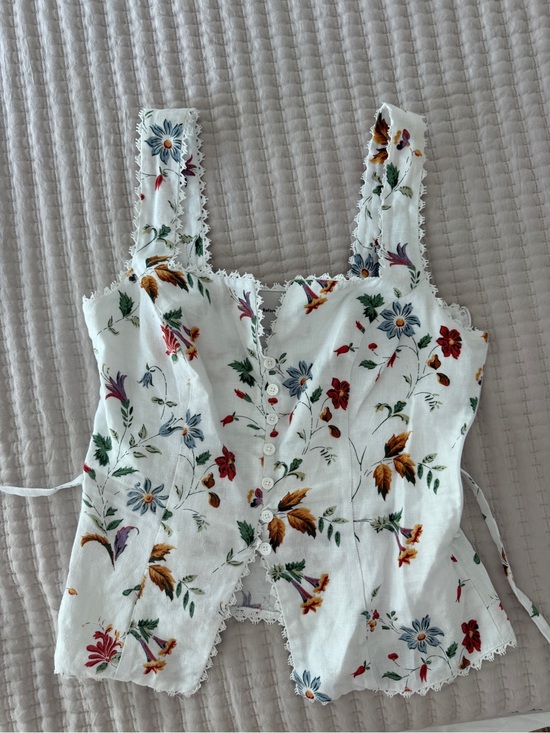 Reformation Tops - Reformation White Floral Lace-Trim Corset Camisole